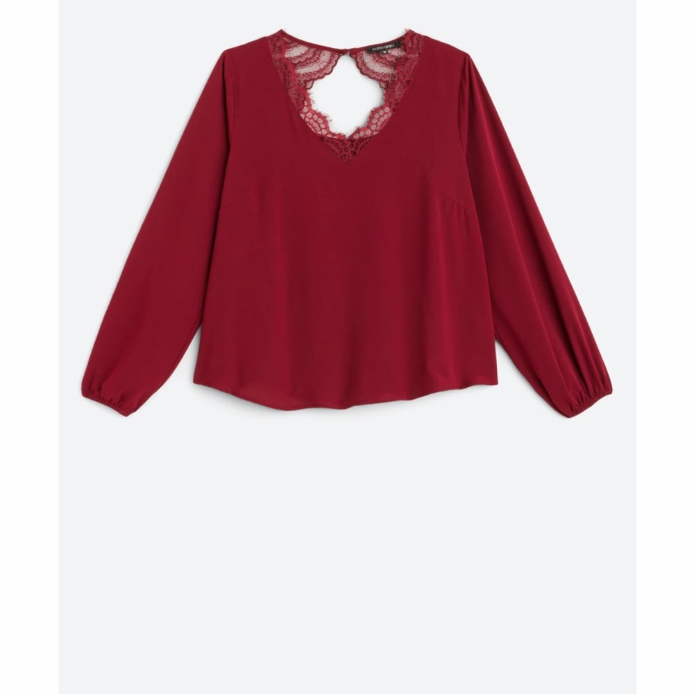 Burgundy Eleanor Lace Back Cutout Blouse